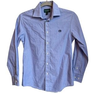 Lauren Ralph Lauren Blue Oxford Shirt Girls 14 Embroidered Logo Preppy Classic‎